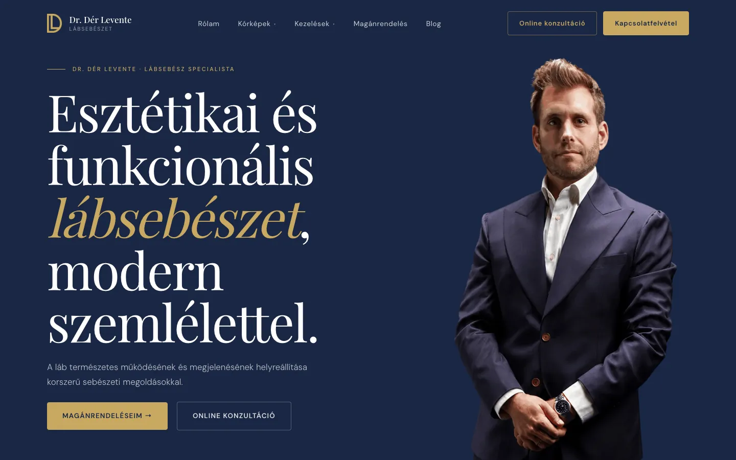 Dr. Dér Levente - Weboldal – a weboldal nyitóképernyője