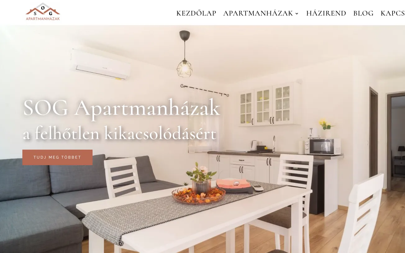 SOGapartman.hu - Weboldal – a weboldal nyitóképernyője