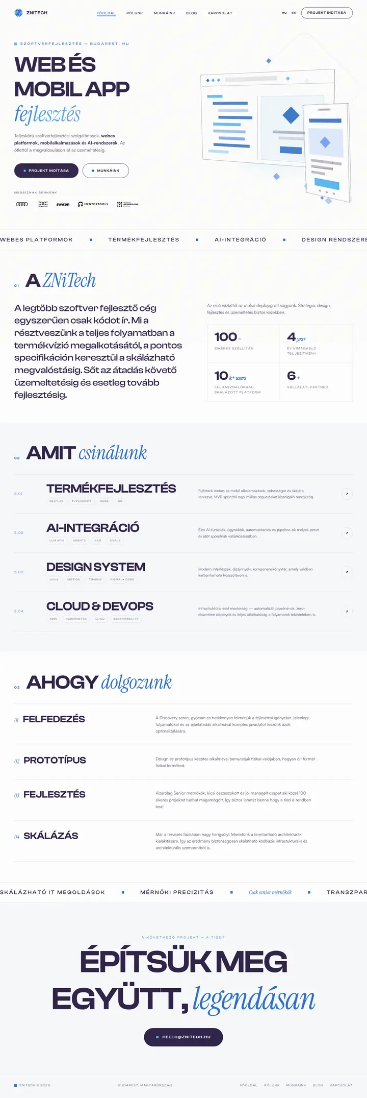 ZNiTech.io - Céges weboldal
