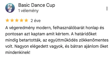 Basic Dance Cup ötcsillagos Google értékelése a ModernWebről